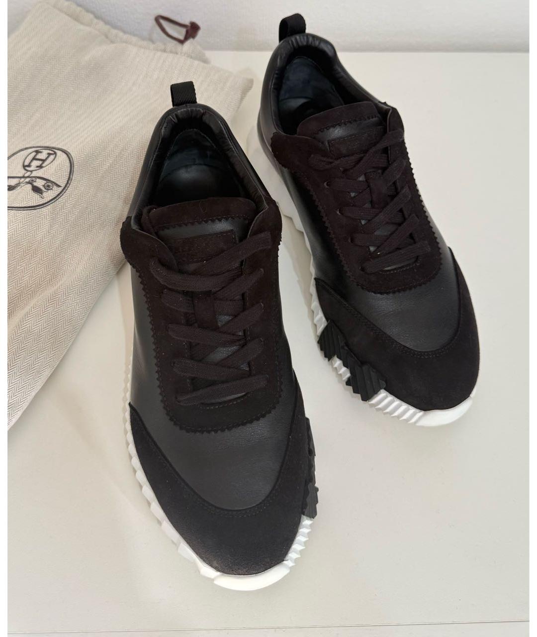 HERMES Черные кожаные кроссовки, фото 3