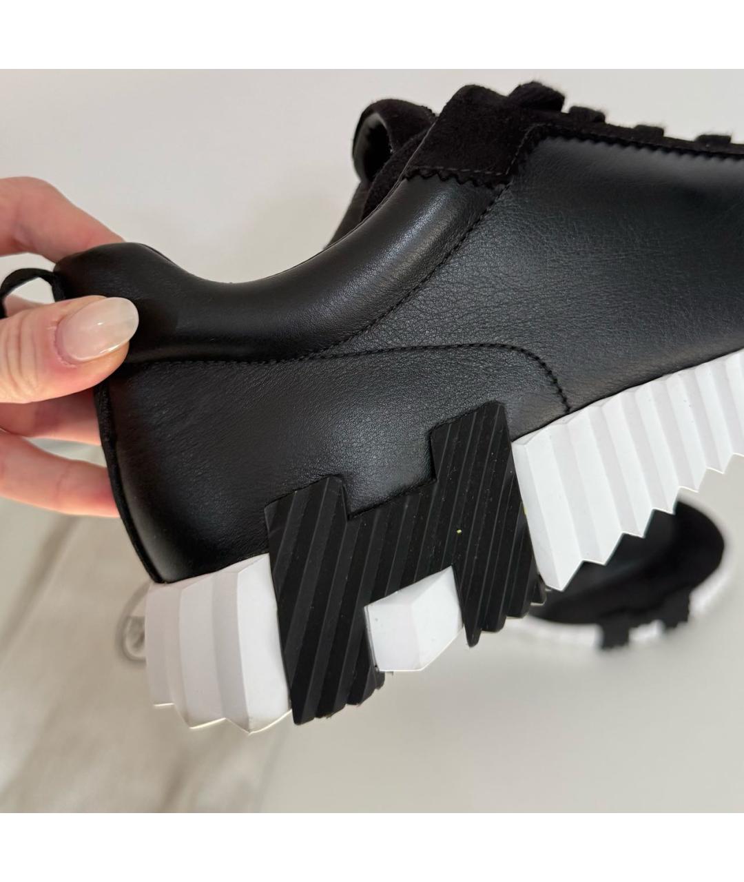 HERMES Черные кожаные кроссовки, фото 5