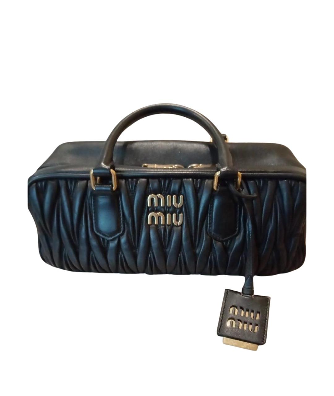 MIU MIU Черная кожаная сумка с короткими ручками, фото 1