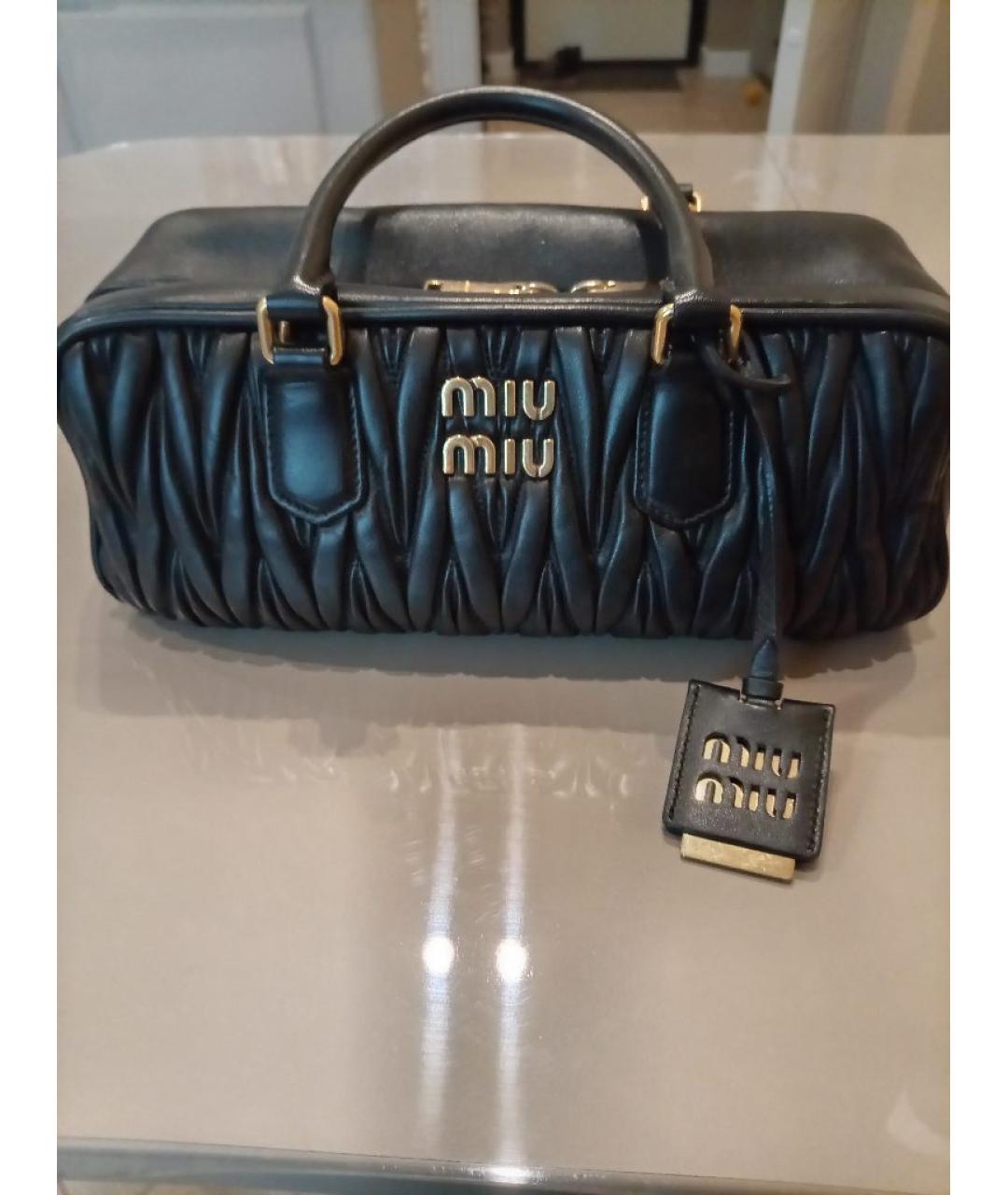 MIU MIU Черная кожаная сумка с короткими ручками, фото 6