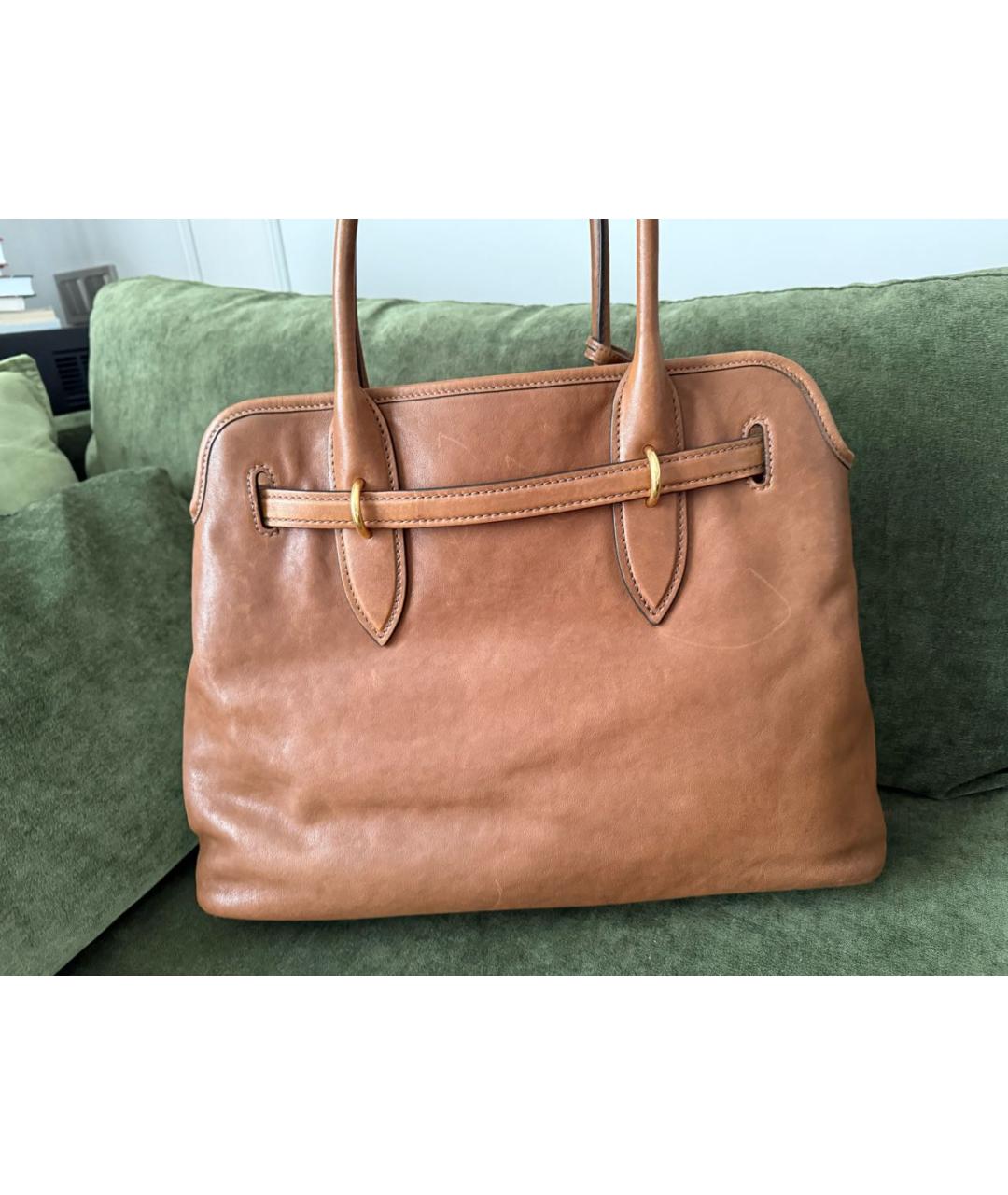 MIU MIU Коричневая кожаная сумка с короткими ручками, фото 3