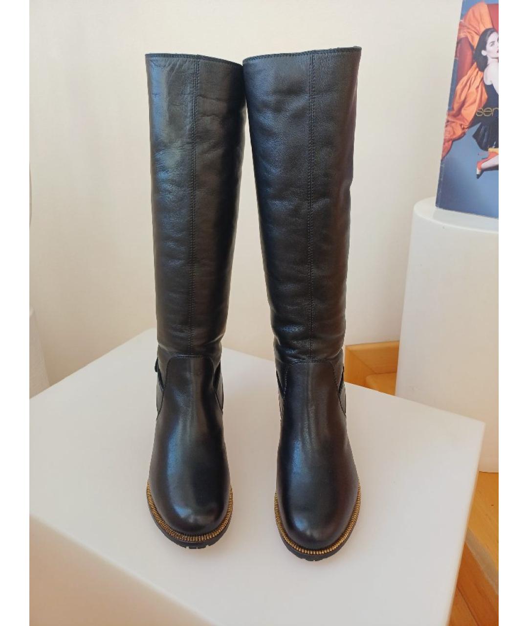 SERGIO ROSSI Черные кожаные сапоги, фото 6