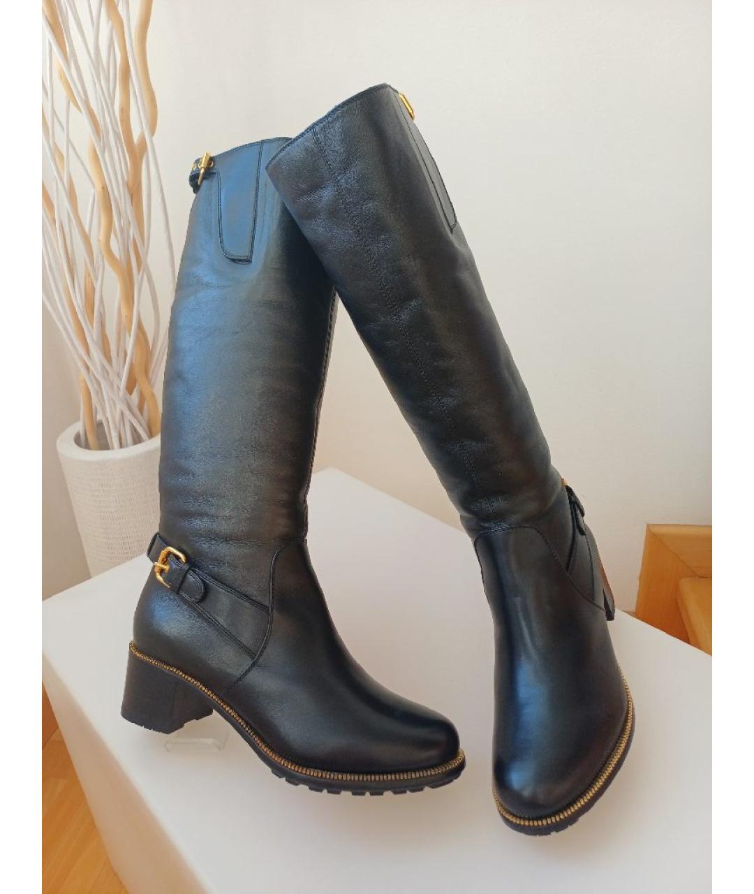 SERGIO ROSSI Черные кожаные сапоги, фото 4