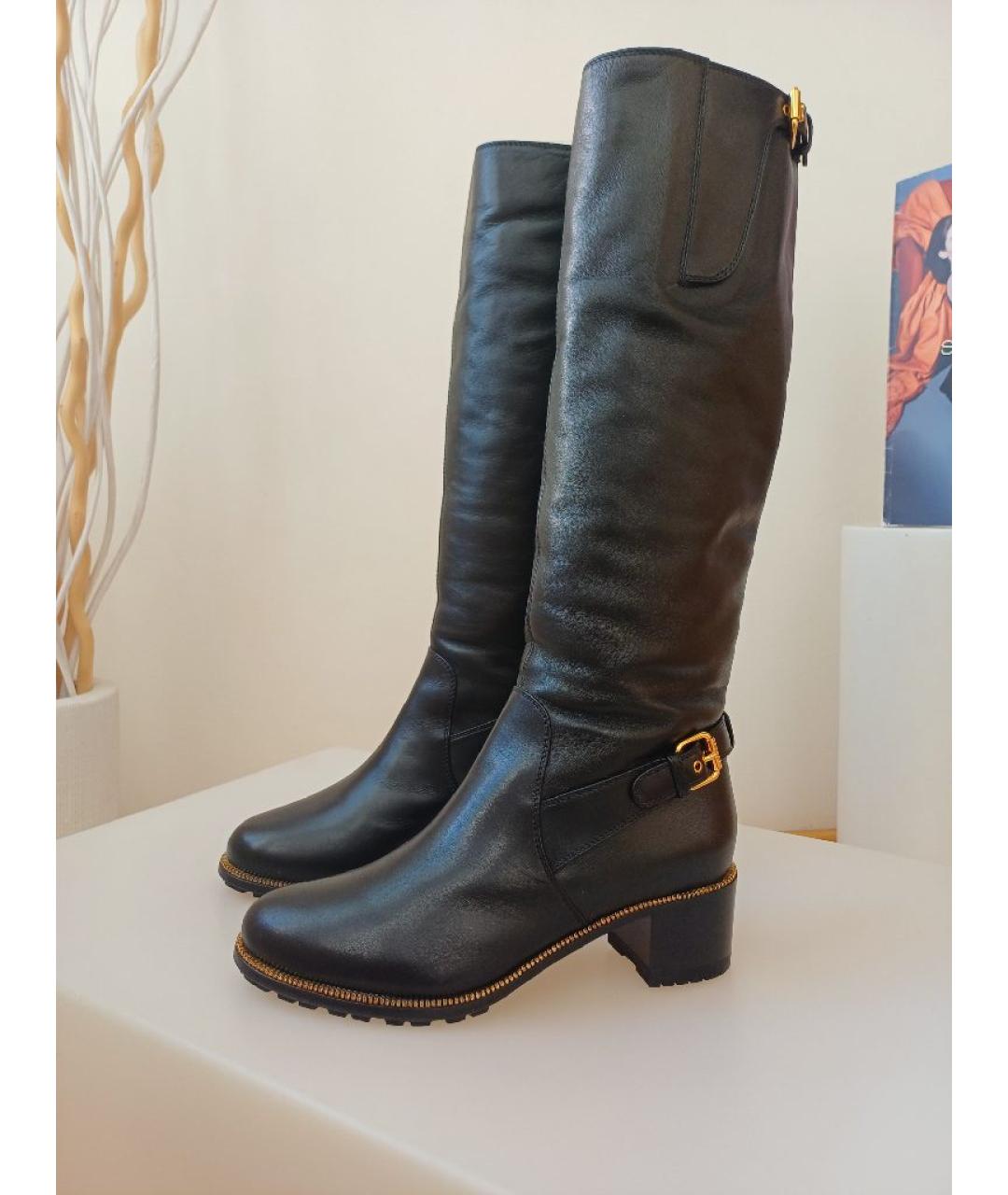 SERGIO ROSSI Черные кожаные сапоги, фото 2