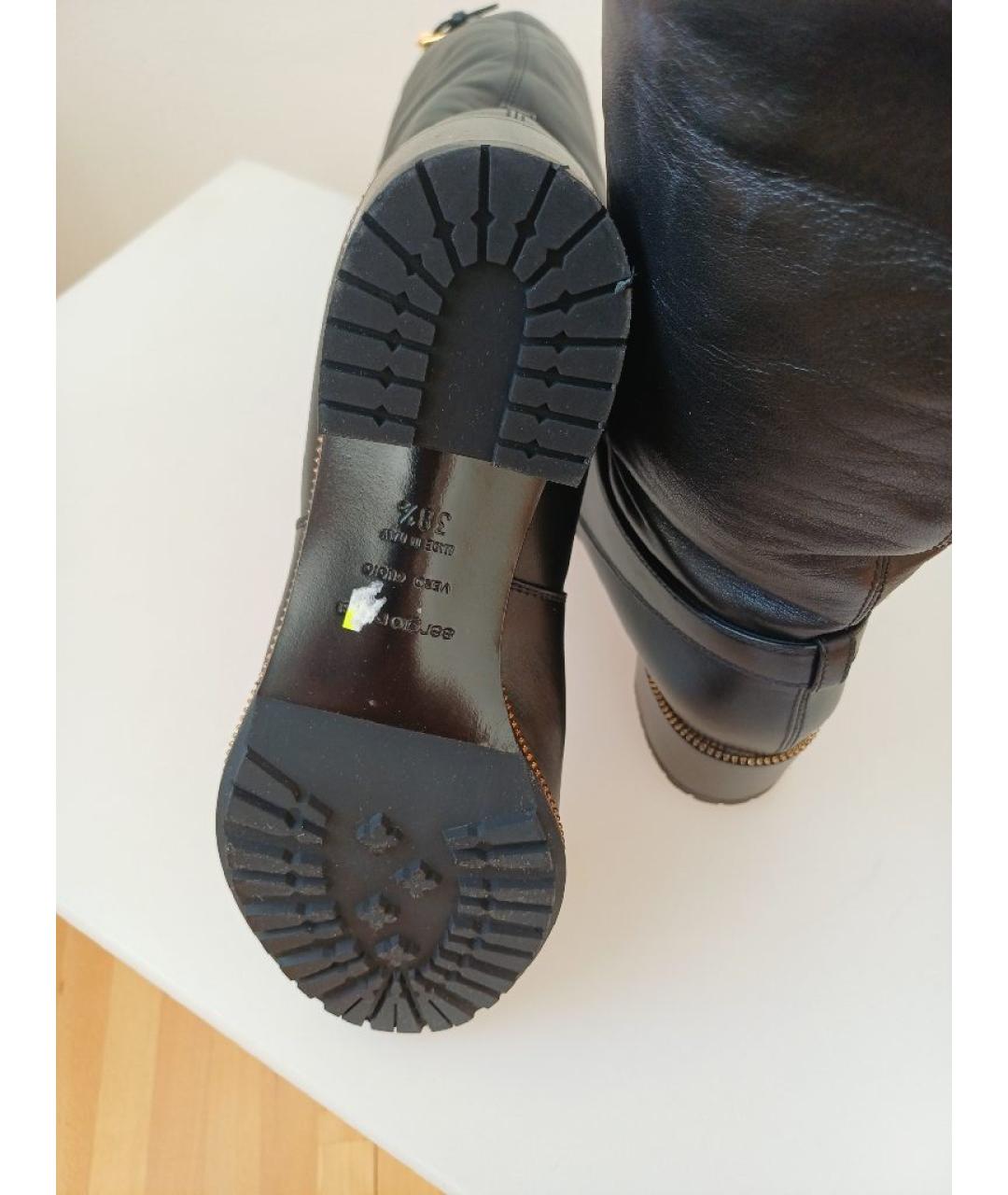 SERGIO ROSSI Черные кожаные сапоги, фото 8