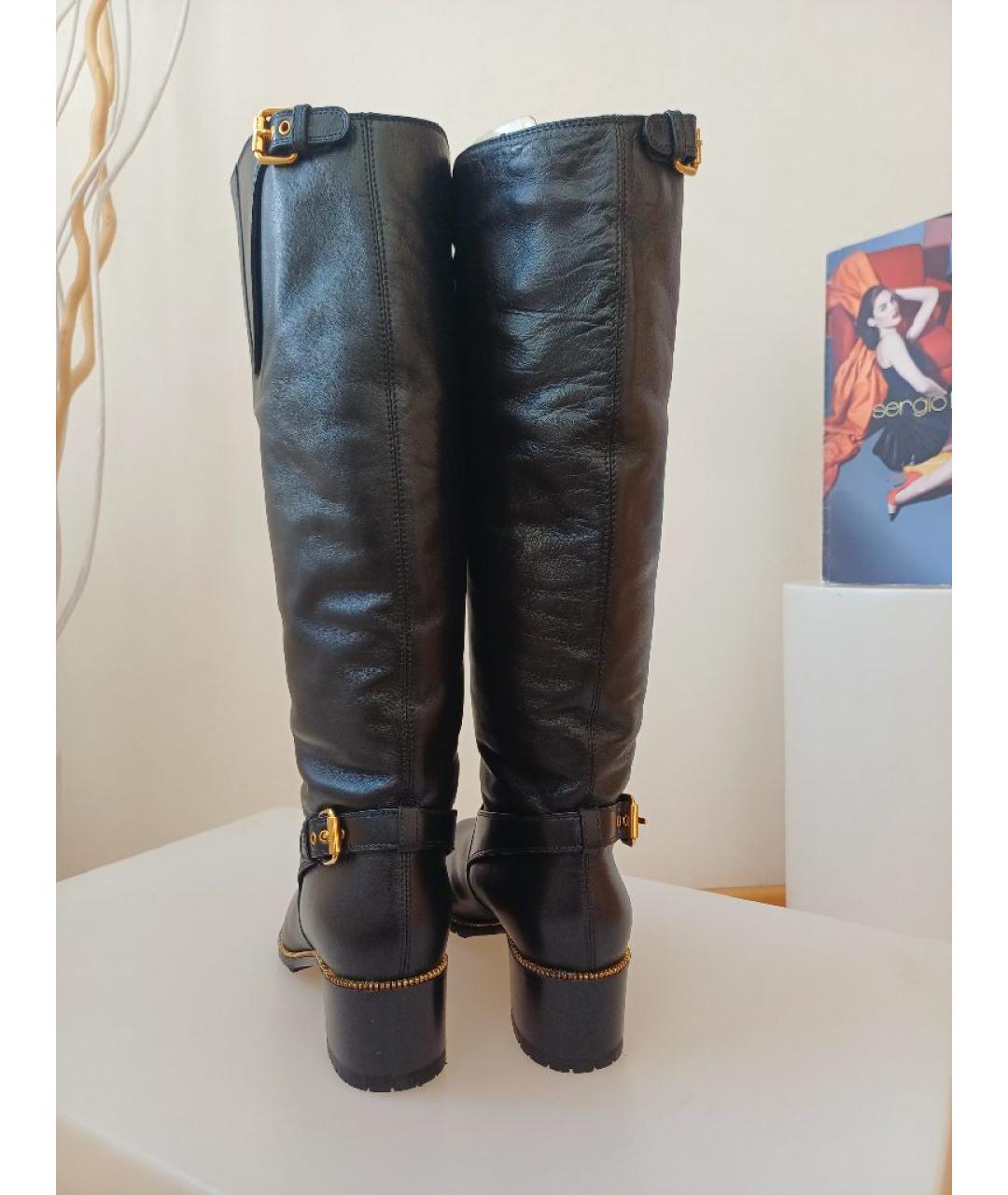 SERGIO ROSSI Черные кожаные сапоги, фото 7