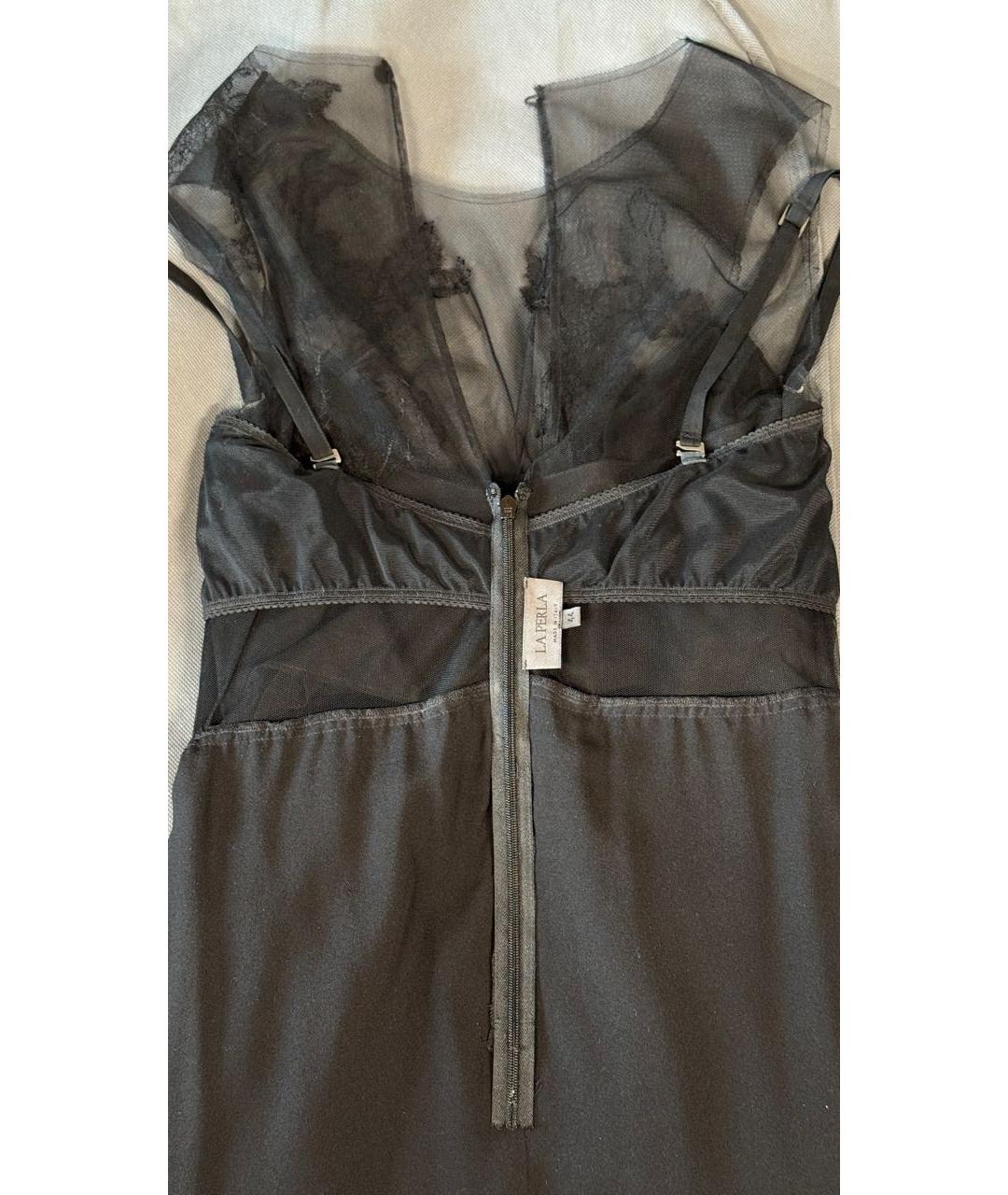 LA PERLA Черное шелковое коктейльное платье, фото 4