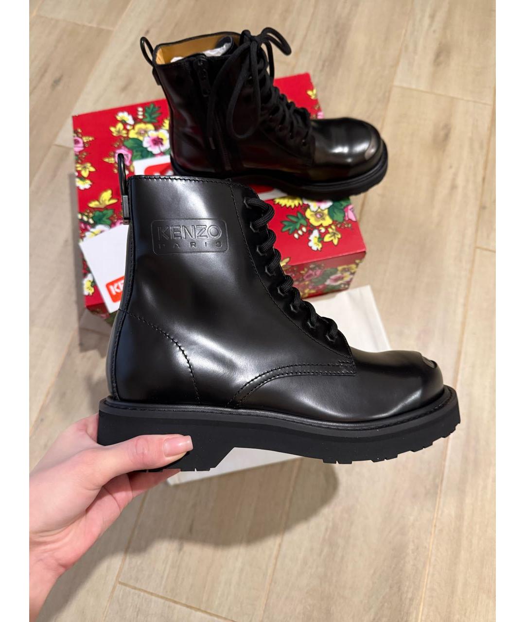 KENZO Черные кожаные ботинки, фото 4