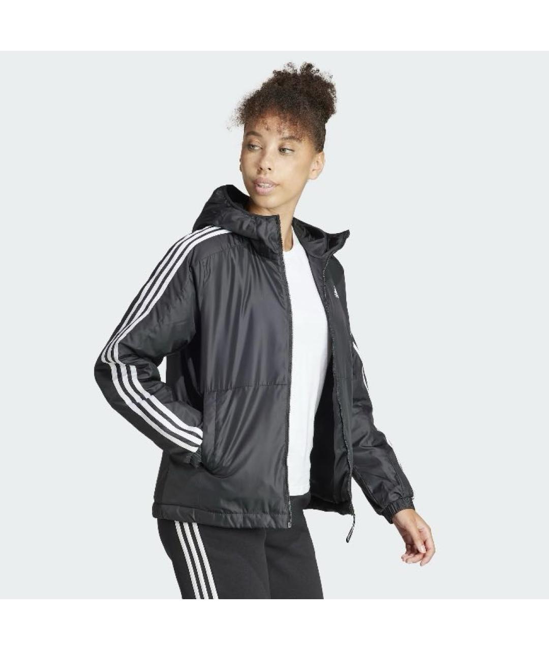 ADIDAS Черная полиэстеровая куртка, фото 4