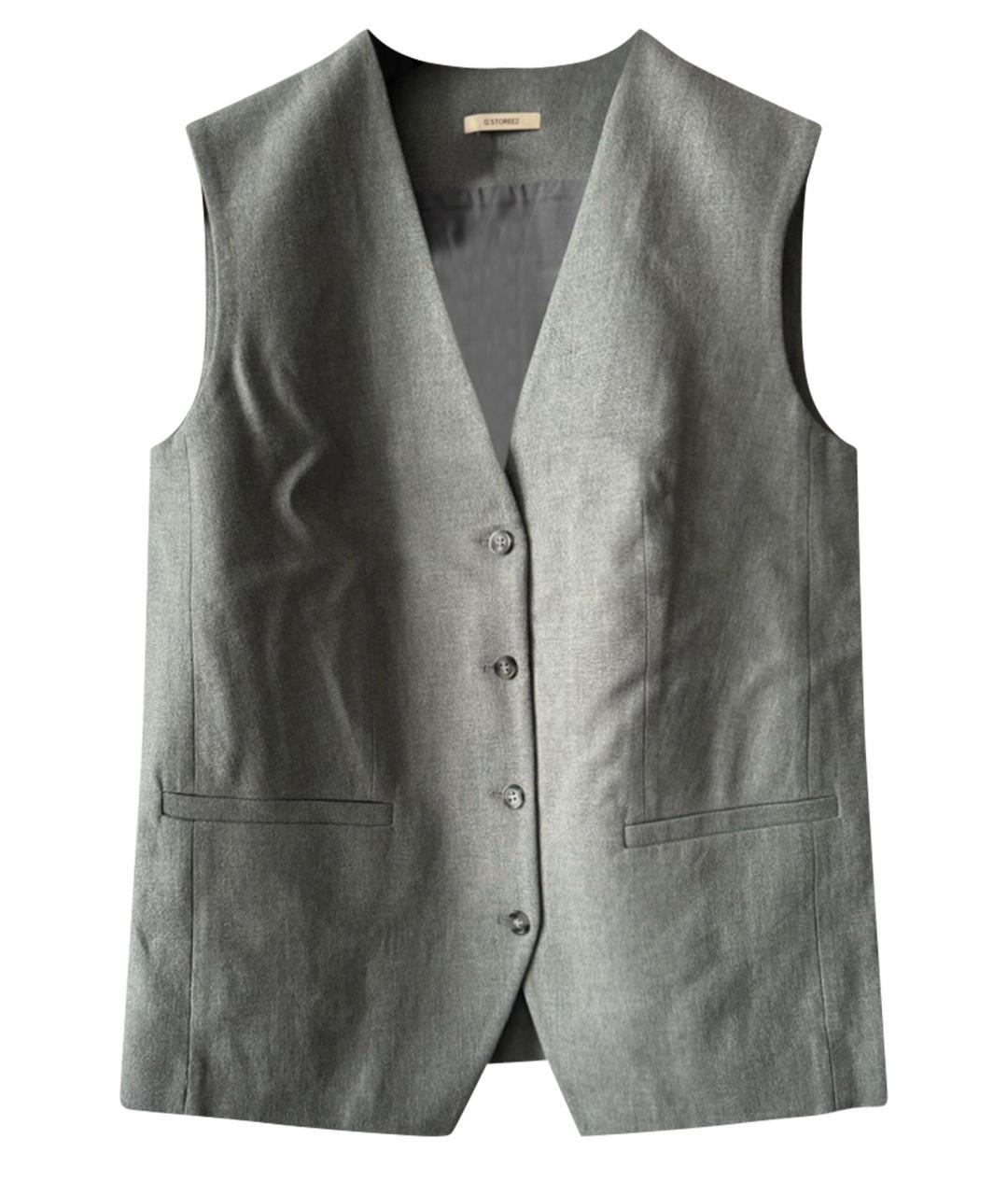 12 STOREEZ Серый льняной жилет, фото 1