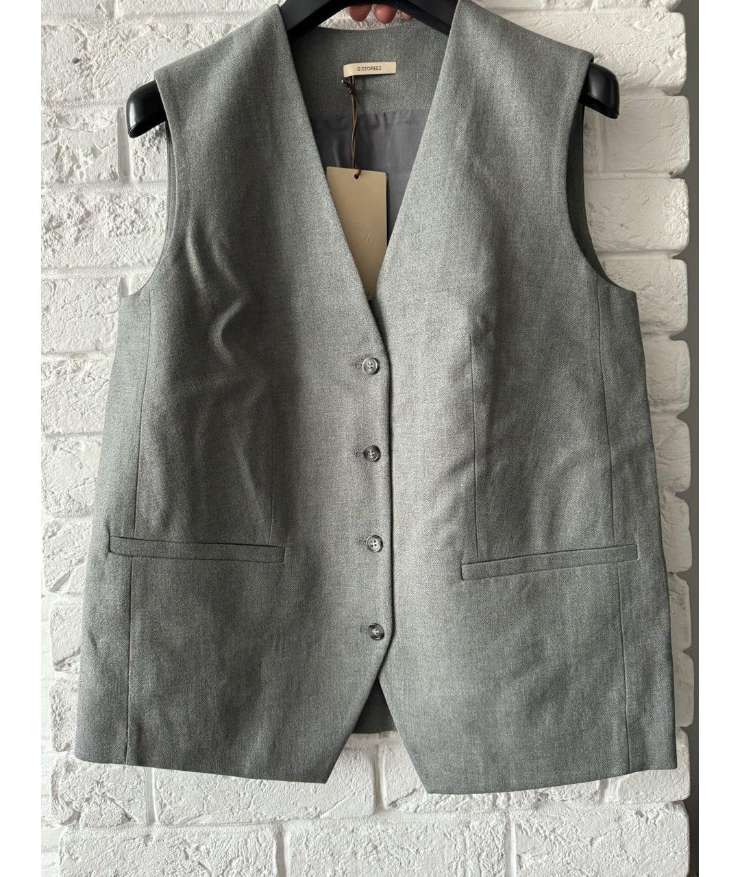 12 STOREEZ Серый льняной жилет, фото 5