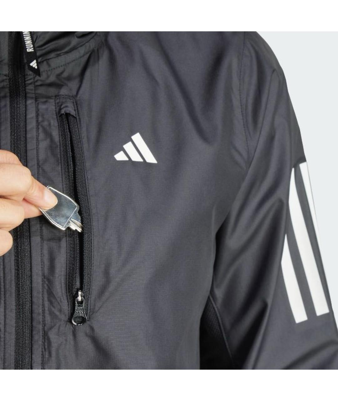 ADIDAS Черная синтетическая куртка, фото 6