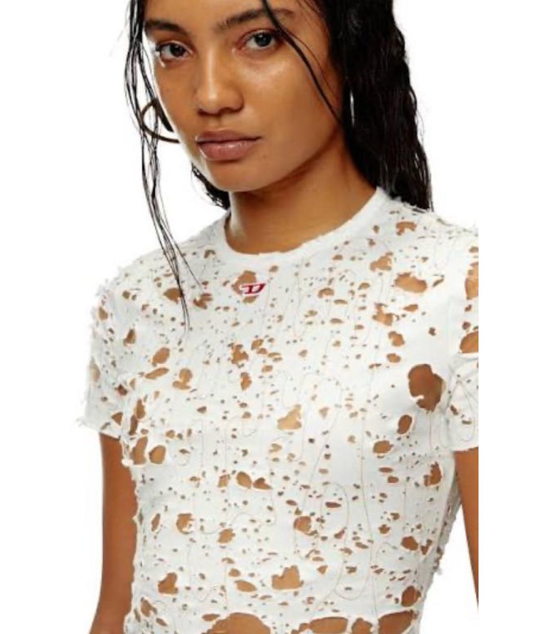 DIESEL Белая хлопко-эластановая футболка, фото 3