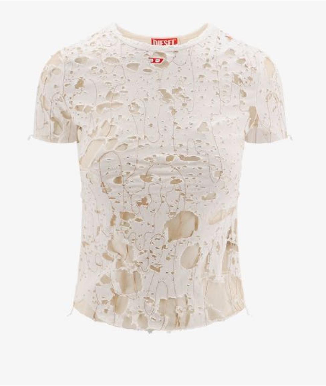DIESEL Белая хлопко-эластановая футболка, фото 9
