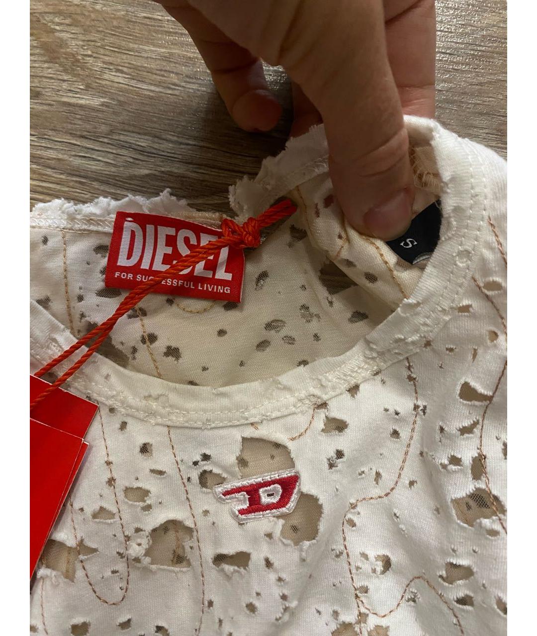 DIESEL Белая хлопко-эластановая футболка, фото 8