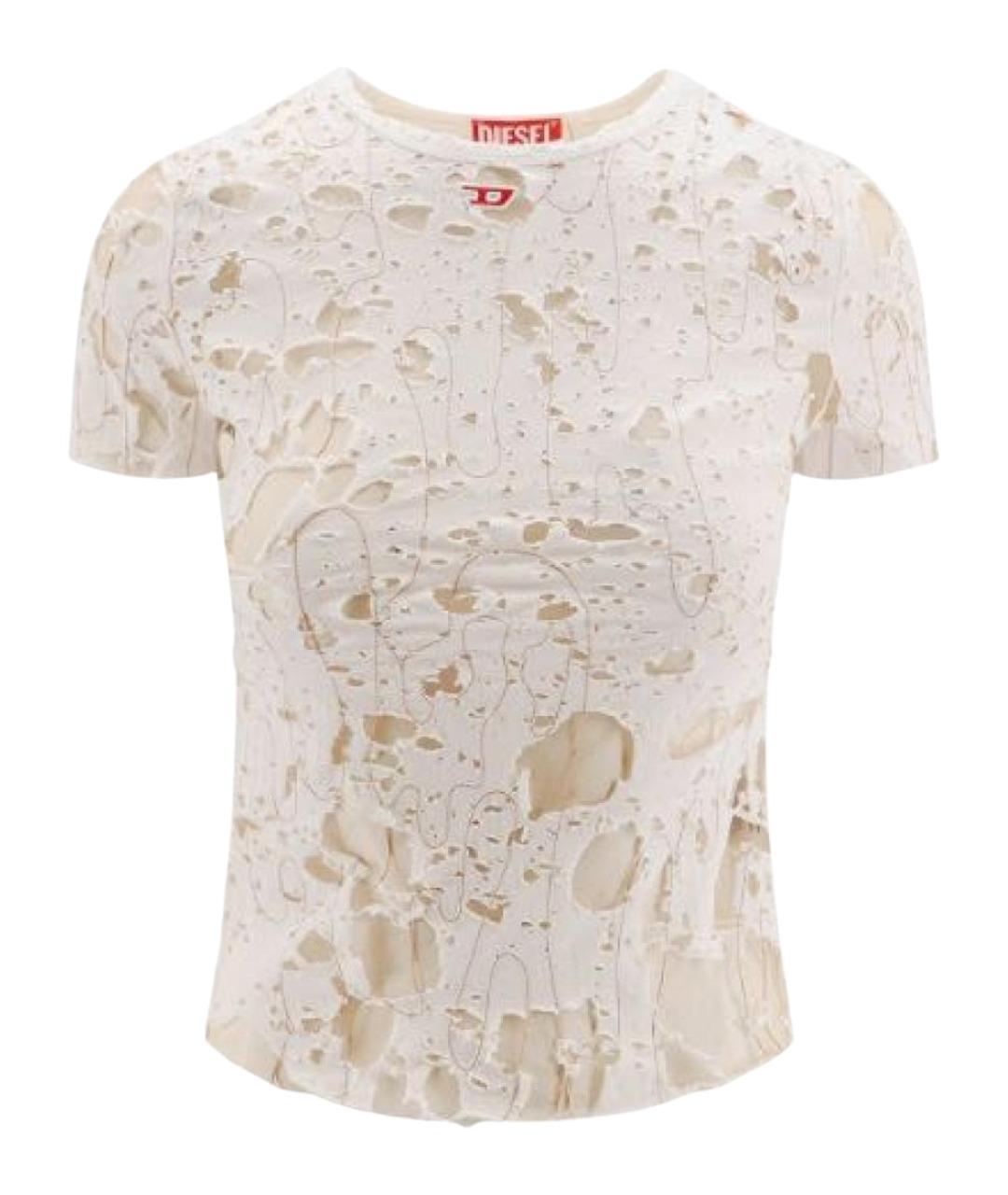 DIESEL Белая хлопко-эластановая футболка, фото 1