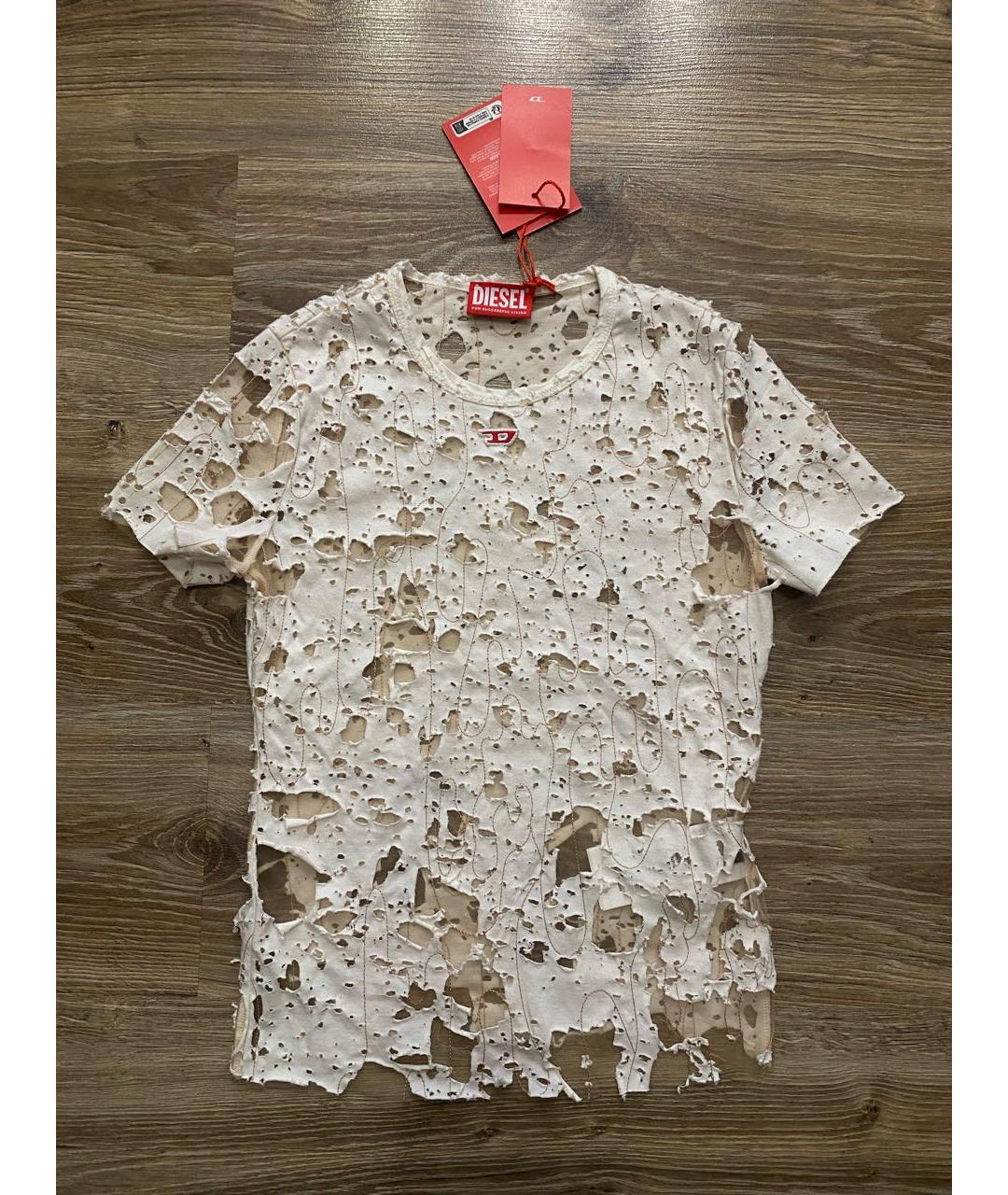 DIESEL Белая хлопко-эластановая футболка, фото 5