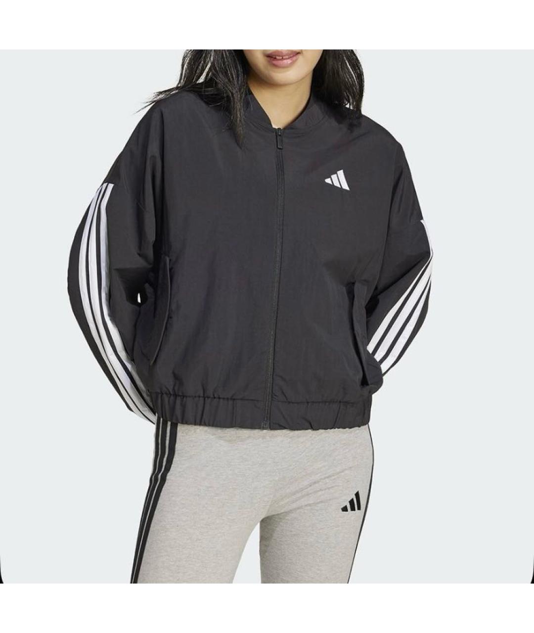 ADIDAS Черная полиамидовая куртка, фото 2