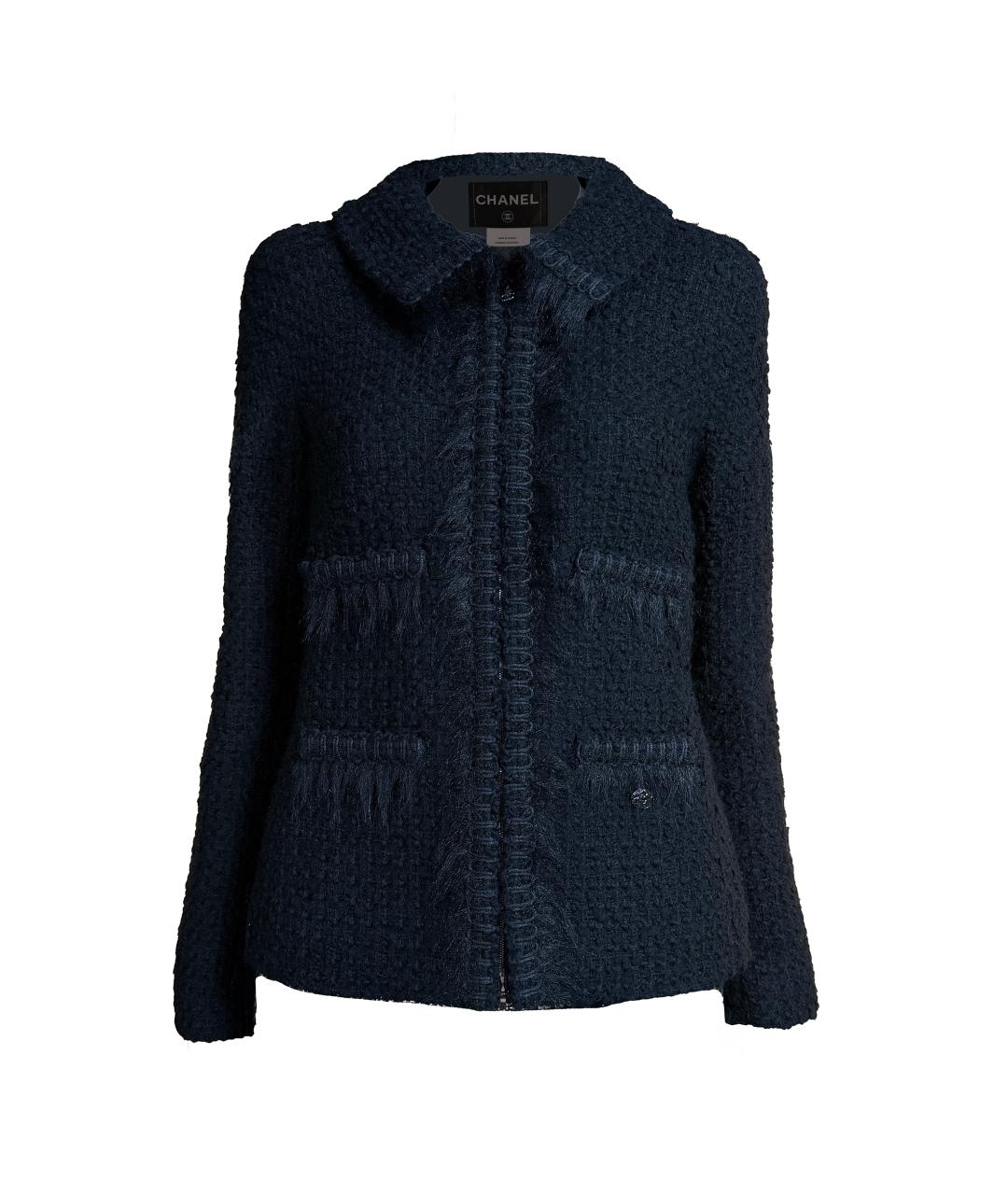 CHANEL Черный твидовый жакет/пиджак, фото 1
