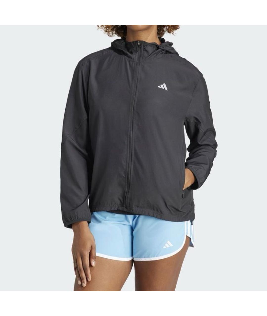 ADIDAS Черная полиэстеровая куртка, фото 2