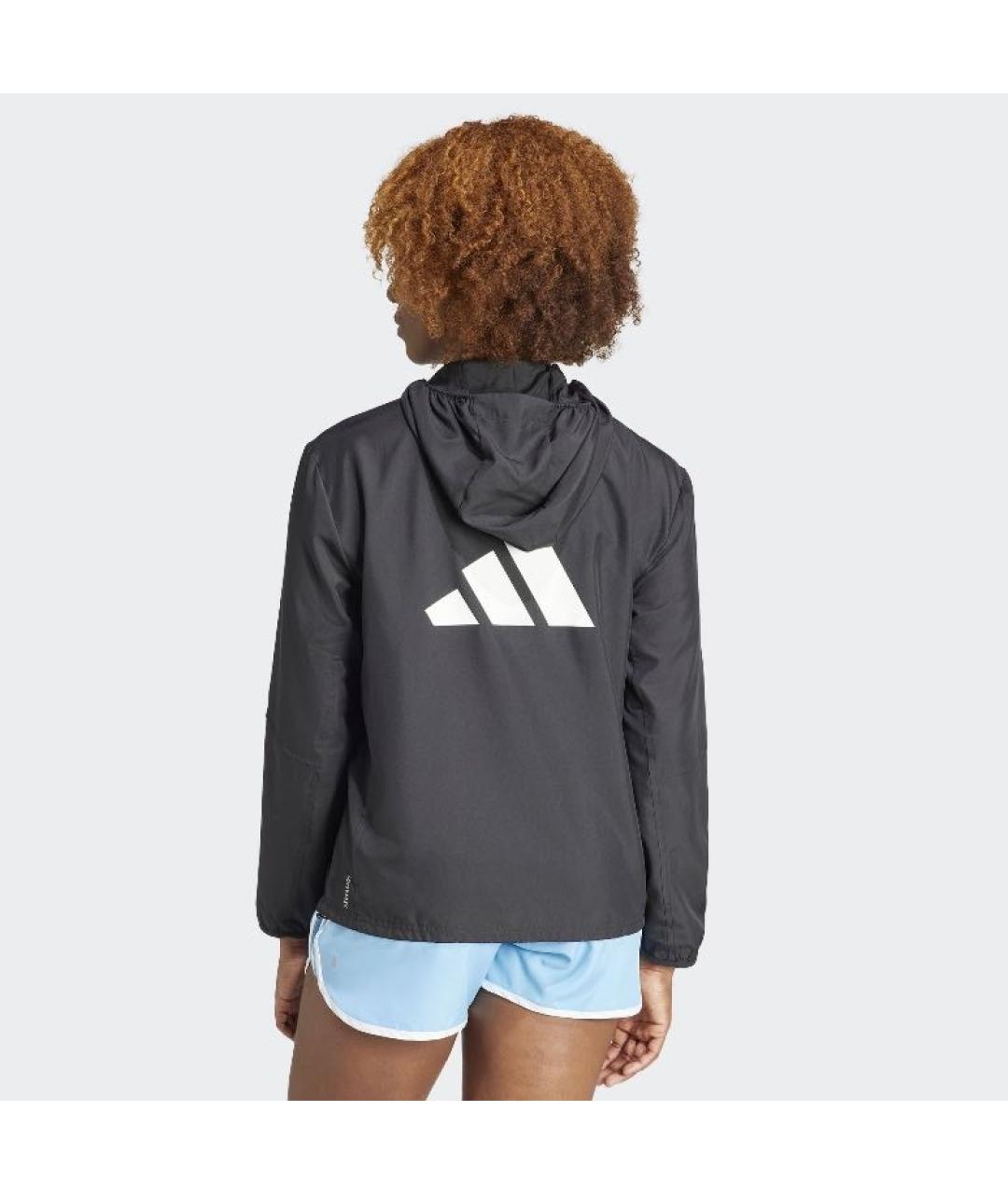 ADIDAS Черная полиэстеровая куртка, фото 3