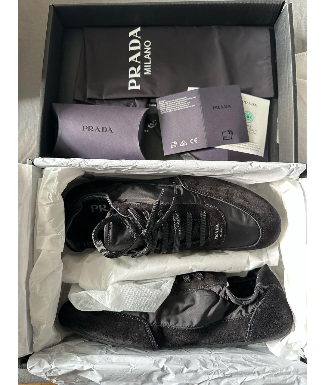 PRADA Черные замшевые кроссовки, фото 4