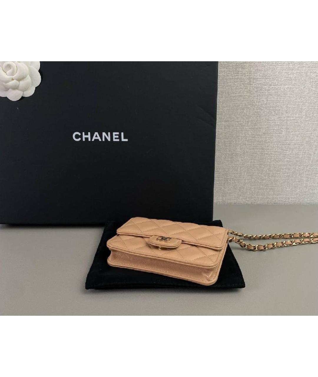 CHANEL Бежевая кожаная поясная сумка, фото 4