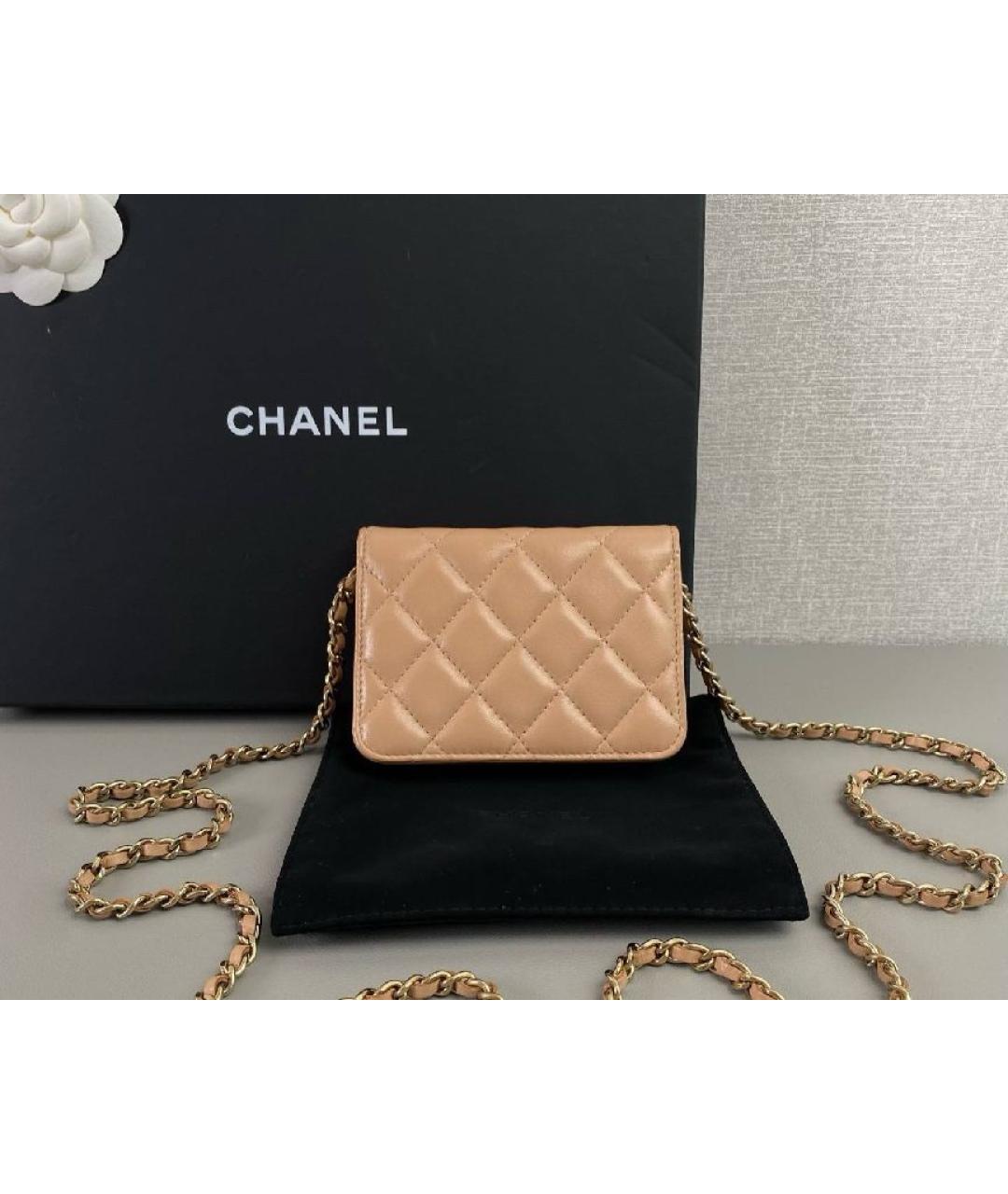 CHANEL Бежевая кожаная поясная сумка, фото 2