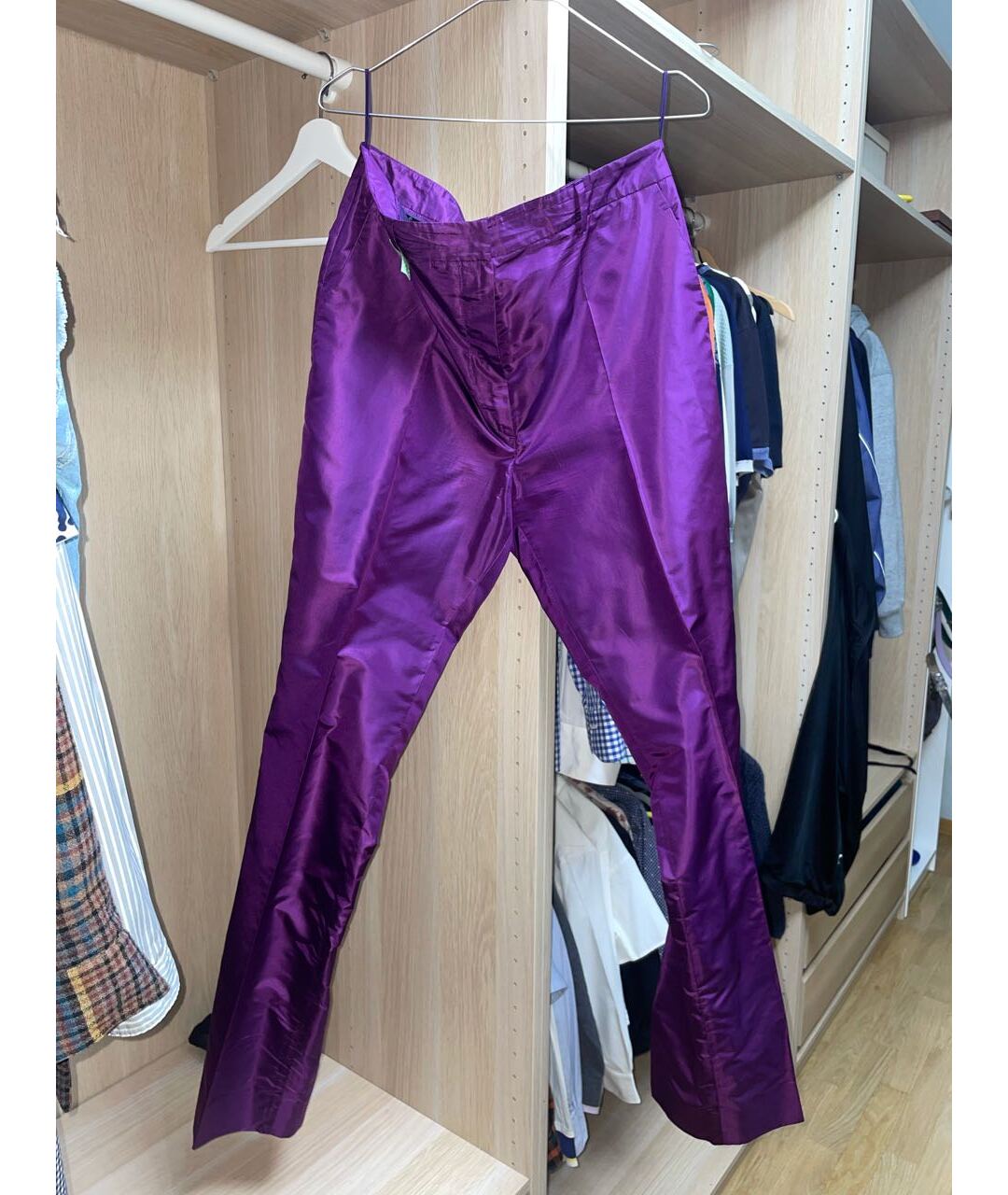 PRADA Фиолетовые шелковые прямые брюки, фото 6
