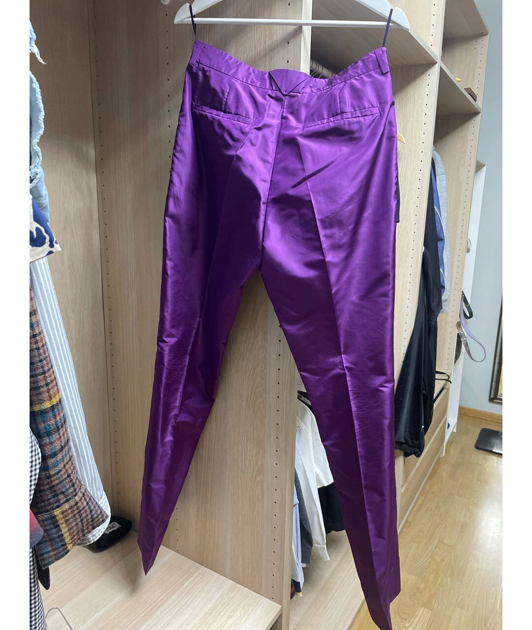 PRADA Фиолетовые шелковые прямые брюки, фото 2