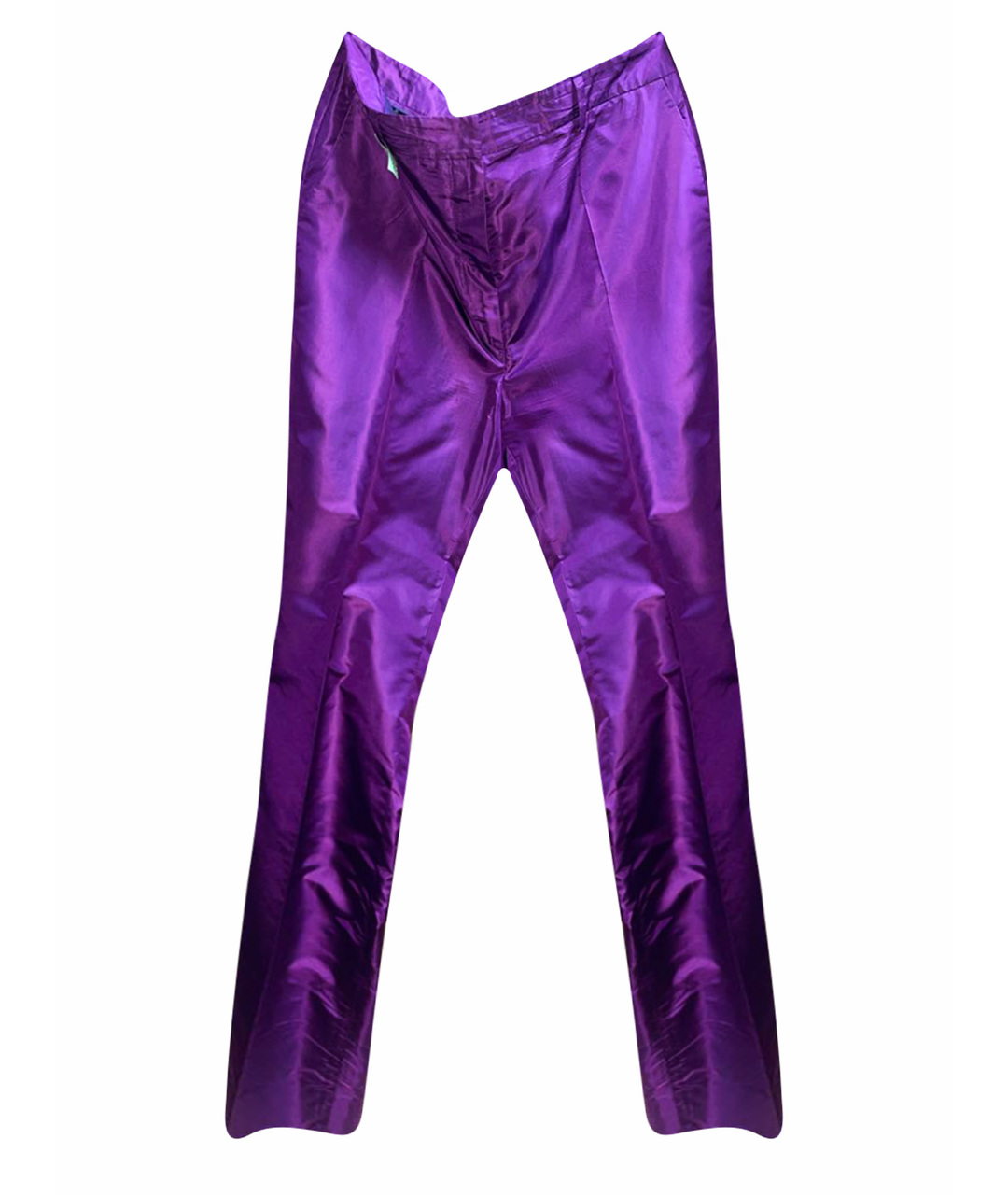 PRADA Фиолетовые шелковые прямые брюки, фото 1