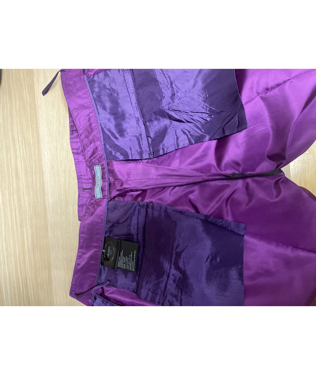 PRADA Фиолетовые шелковые прямые брюки, фото 3