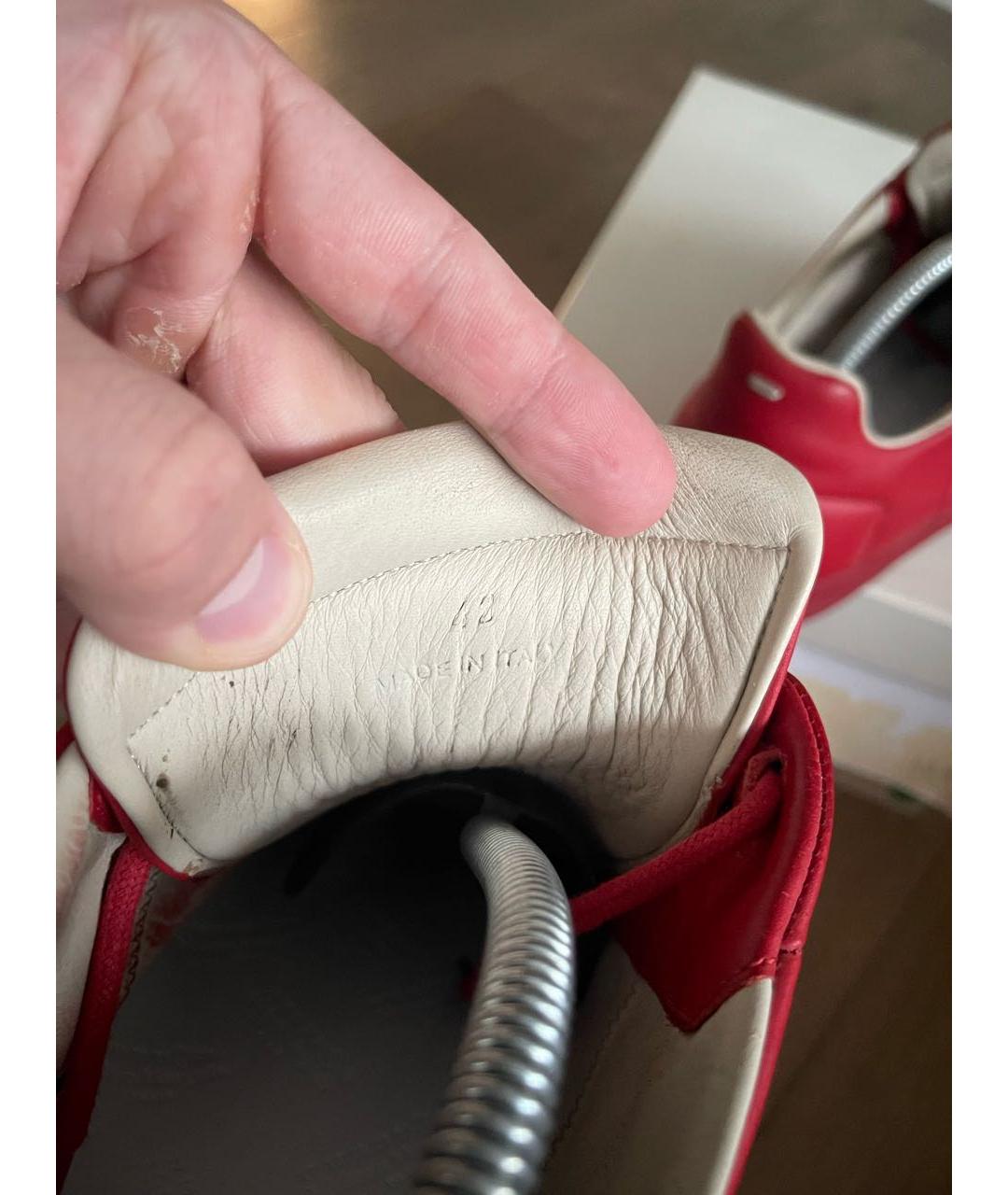 MAISON MARGIELA Красные кожаные низкие кроссовки / кеды, фото 8