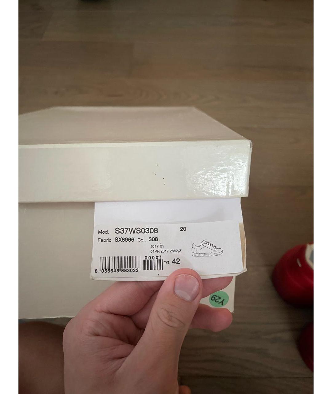 MAISON MARGIELA Красные кожаные низкие кроссовки / кеды, фото 7