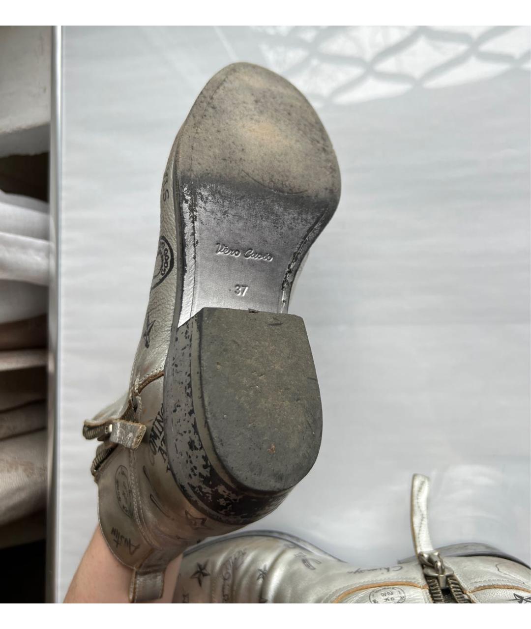 GOLDEN GOOSE DELUXE BRAND Серебряные кожаные ботинки, фото 8