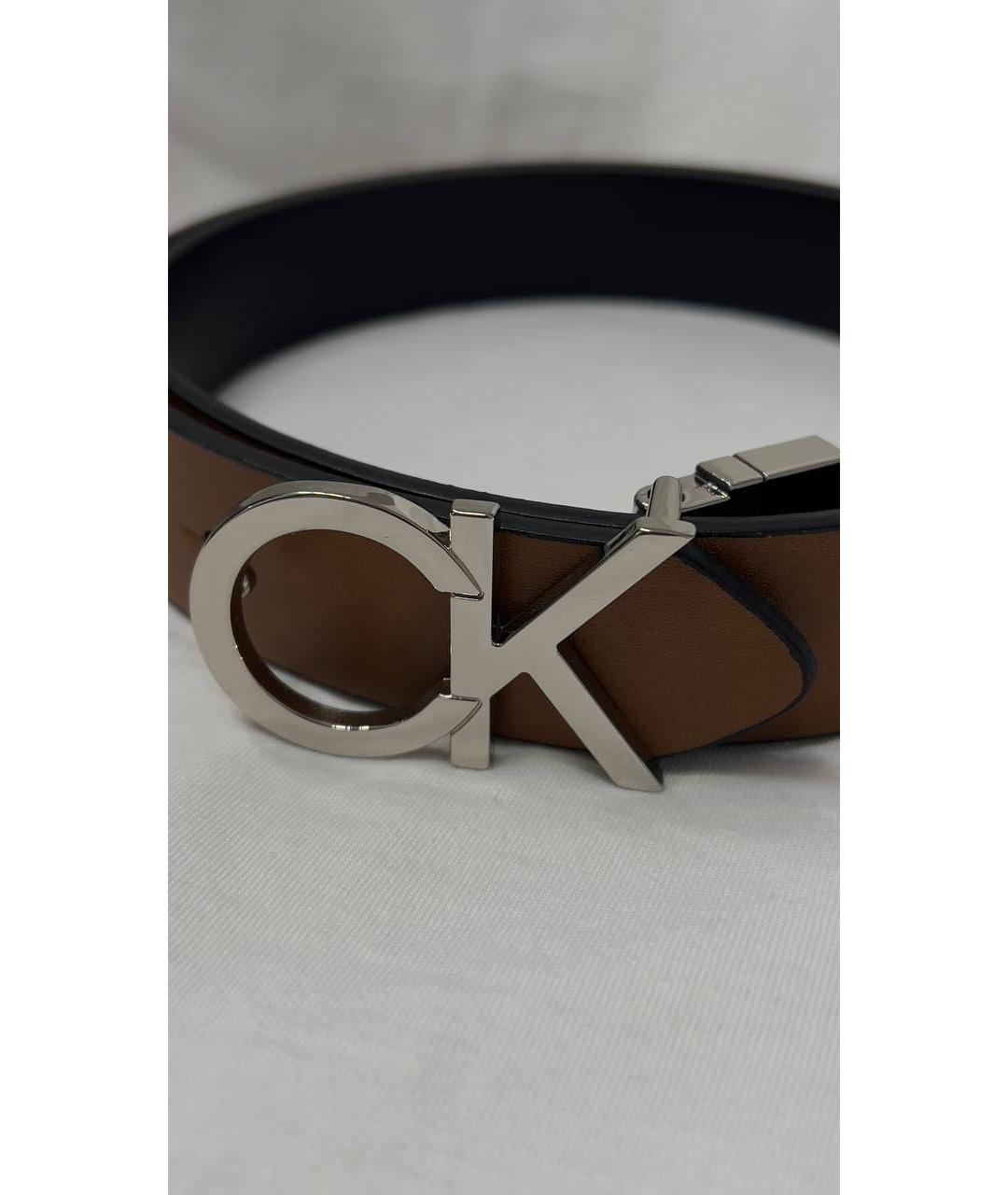 CALVIN KLEIN Коричневый кожаный ремень, фото 4