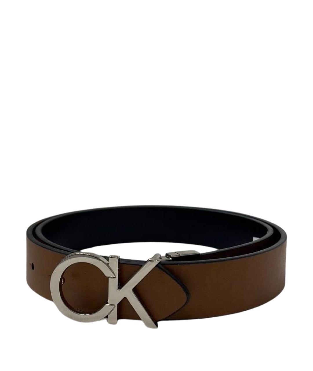 CALVIN KLEIN Коричневый кожаный ремень, фото 1