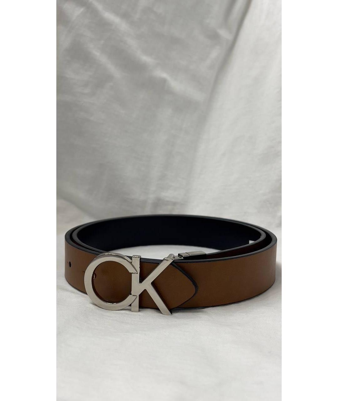 CALVIN KLEIN Коричневый кожаный ремень, фото 5