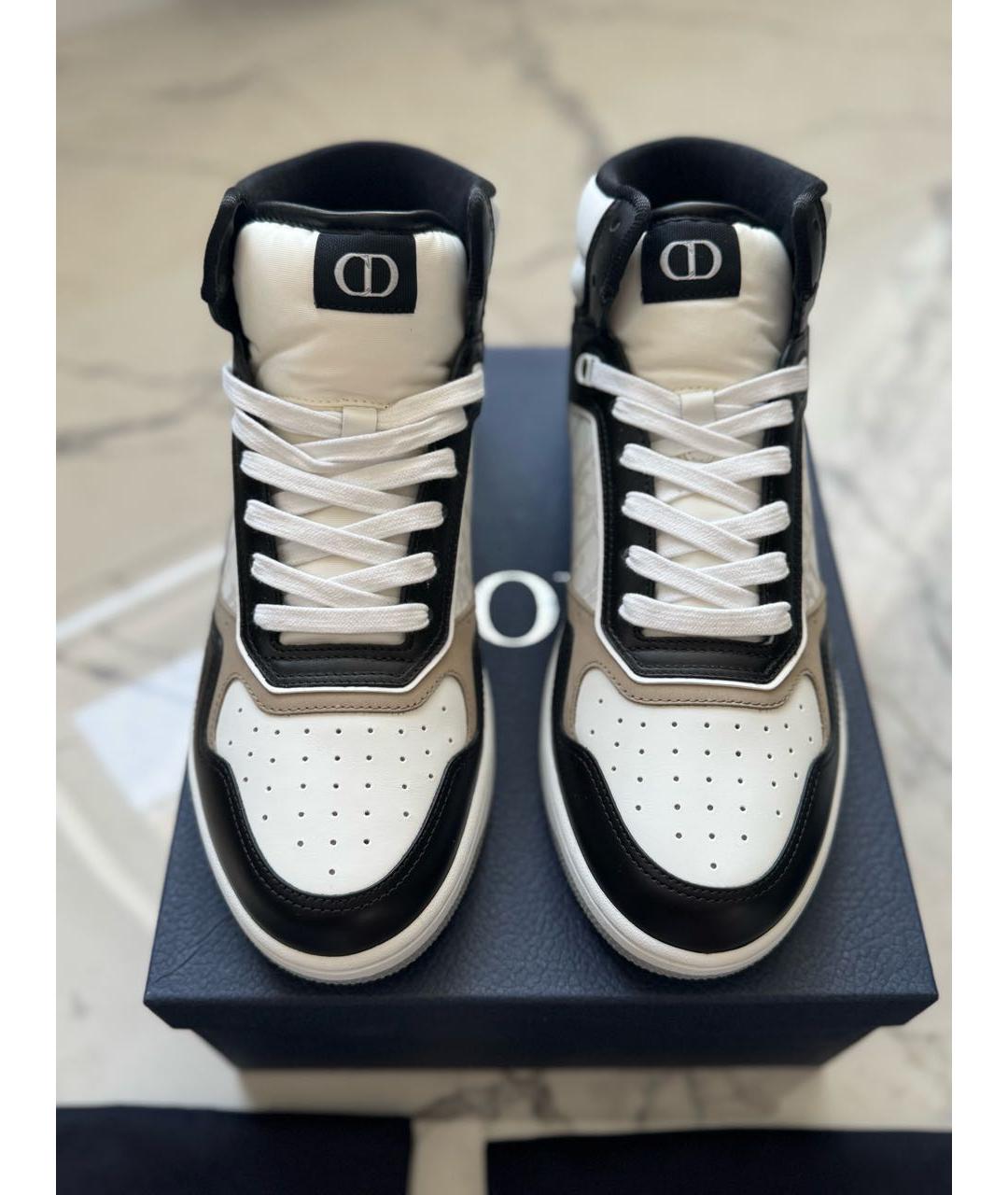 CHRISTIAN DIOR Белые кожаные высокие кроссовки / кеды, фото 3