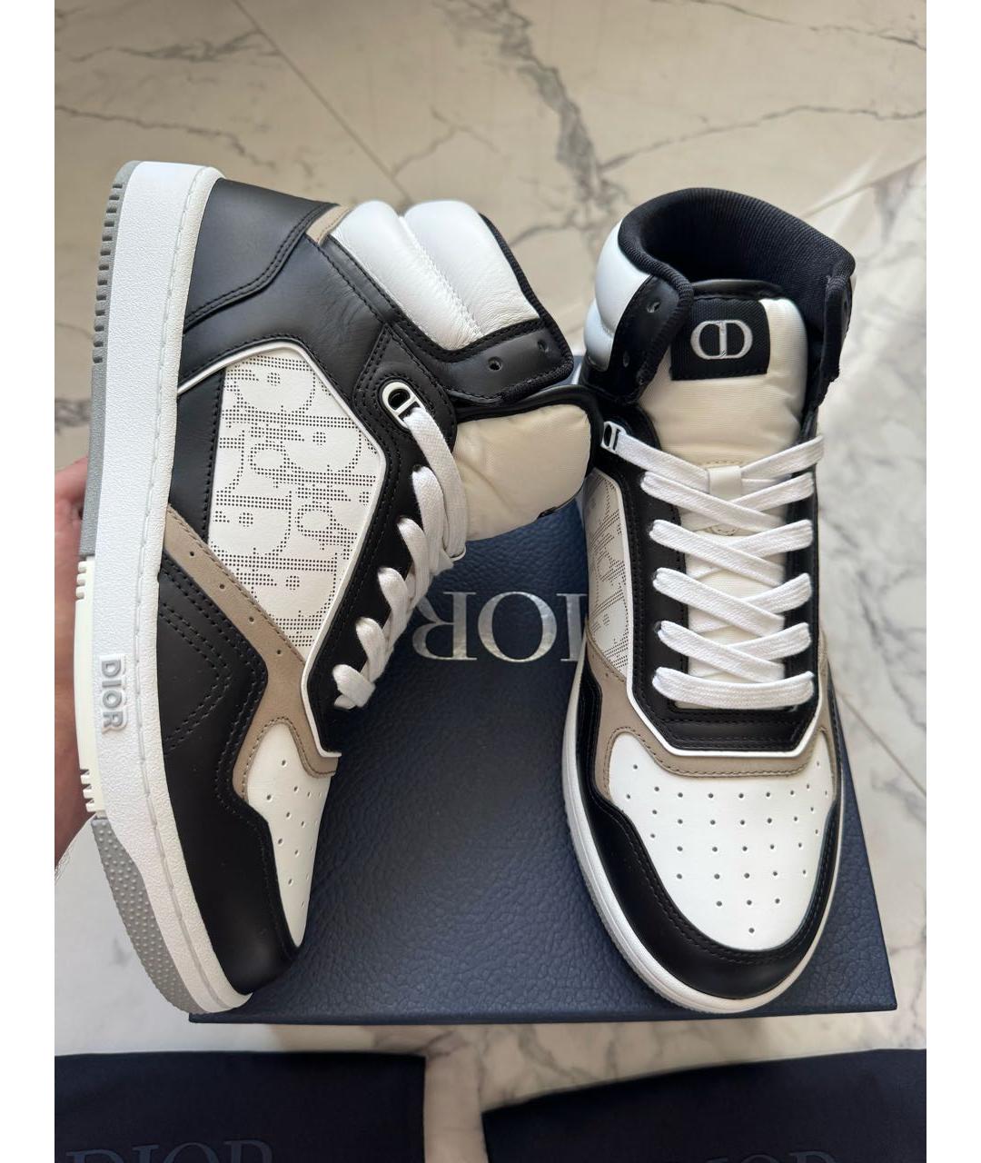 CHRISTIAN DIOR Белые кожаные высокие кроссовки / кеды, фото 7