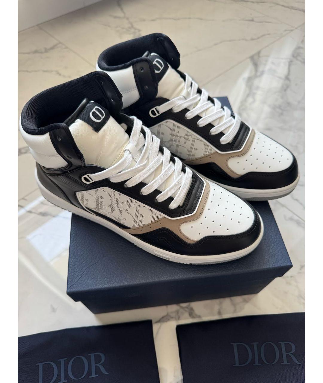 CHRISTIAN DIOR Белые кожаные высокие кроссовки / кеды, фото 2