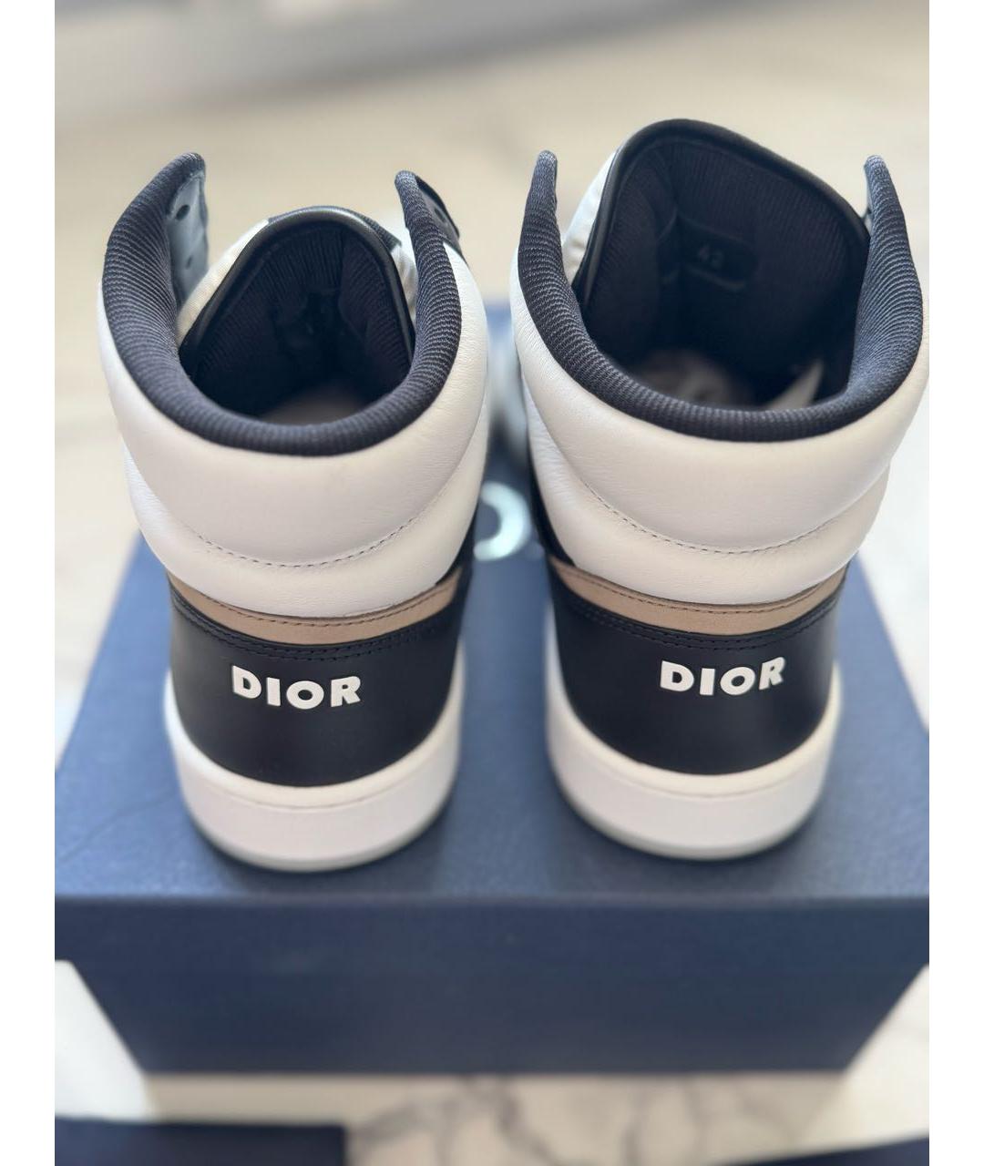 CHRISTIAN DIOR Белые кожаные высокие кроссовки / кеды, фото 4