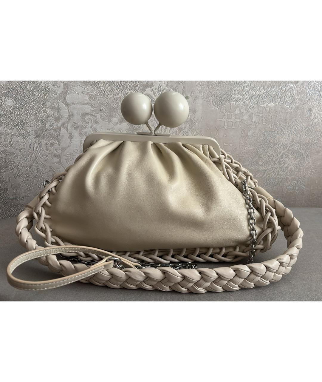 MAX MARA Бежевая кожаная сумка через плечо, фото 5