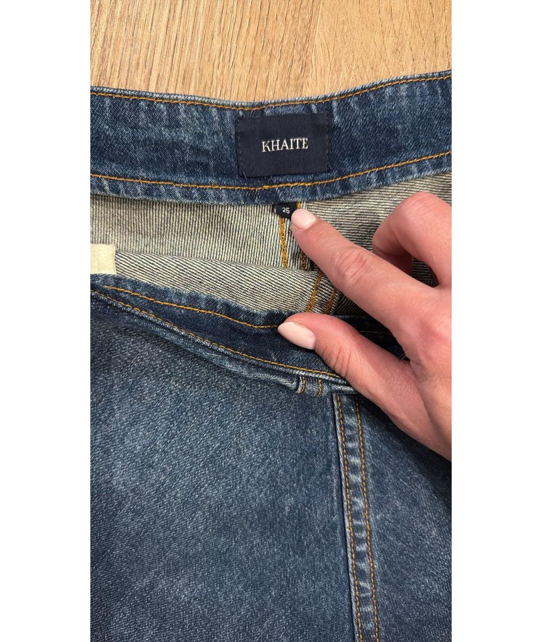 KHAITE Темно-синяя деним юбка миди, фото 4