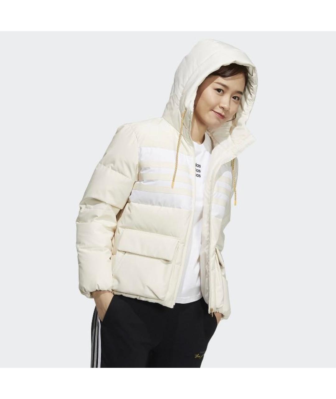 ADIDAS Бежевый полиэстеровый пуховик, фото 4