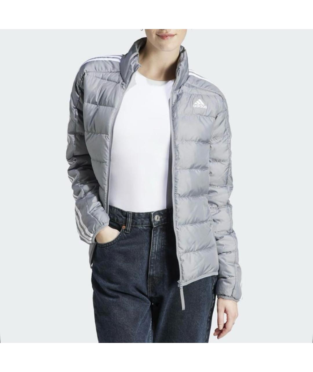 ADIDAS Серая полиэстеровая куртка, фото 2