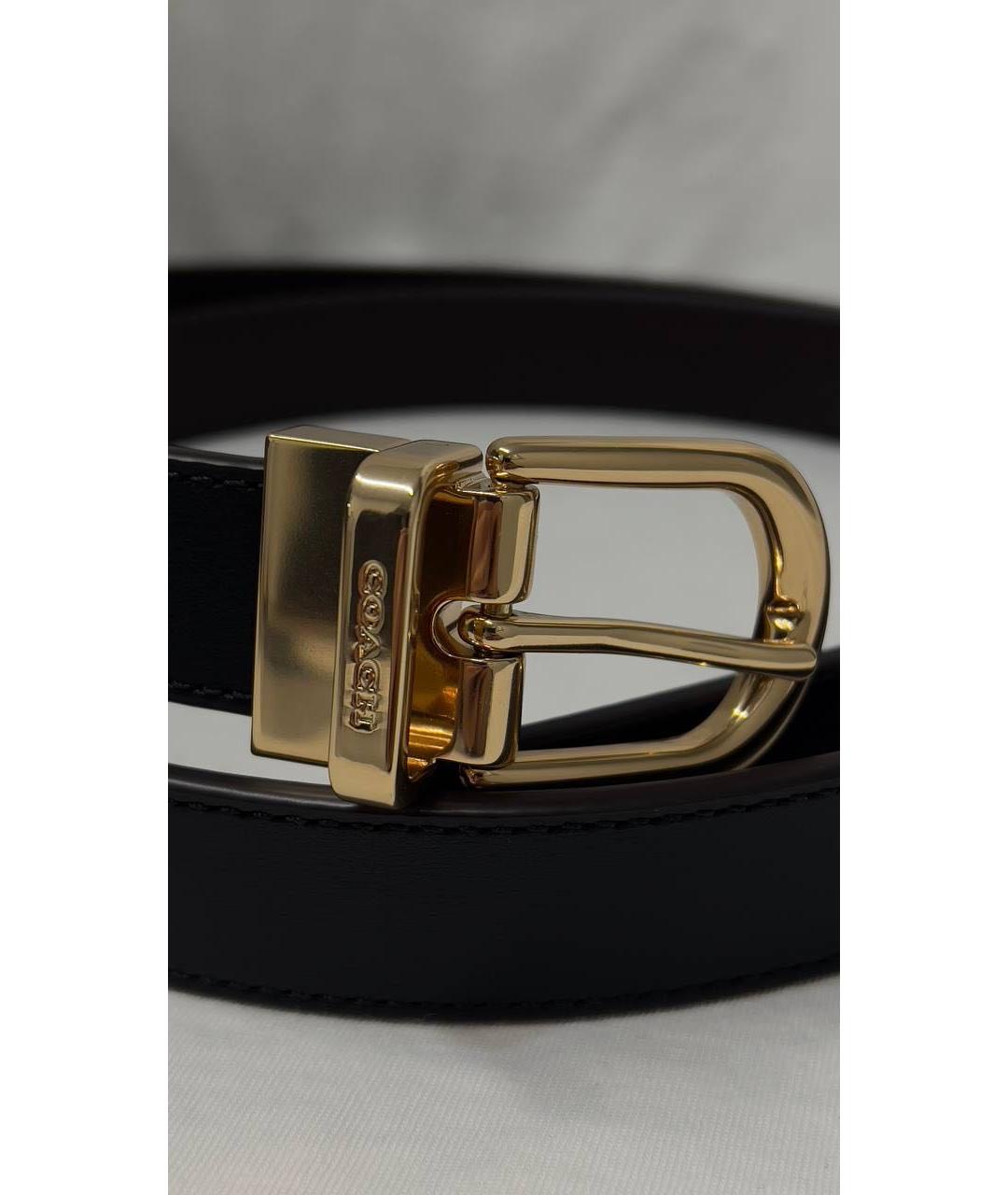 COACH Черный кожаный ремень, фото 4