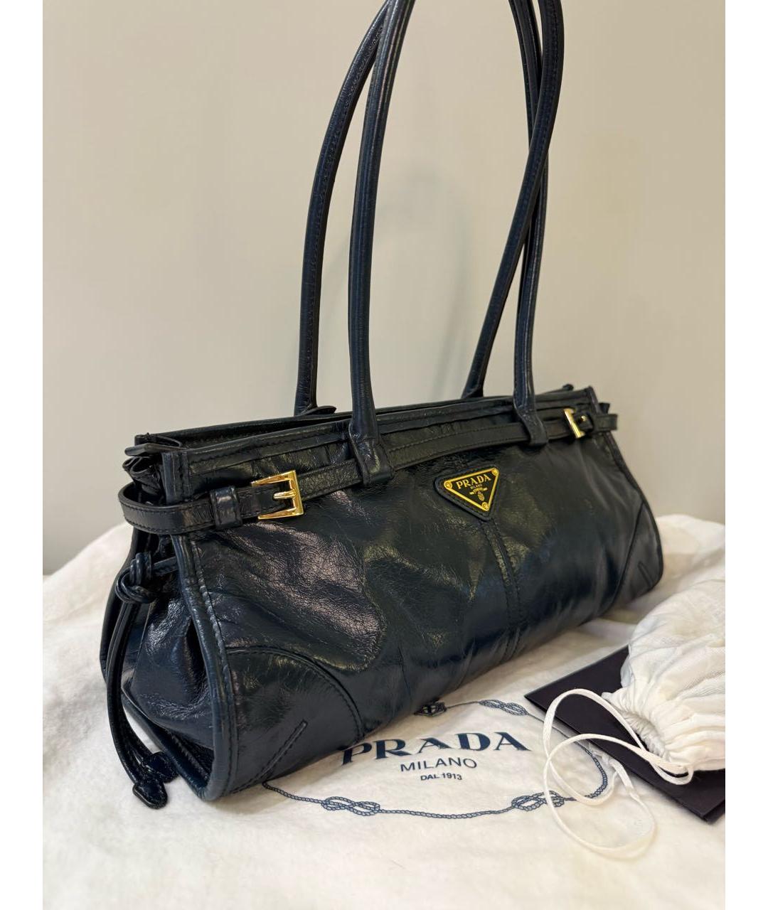 PRADA Синяя кожаная сумка с короткими ручками, фото 2