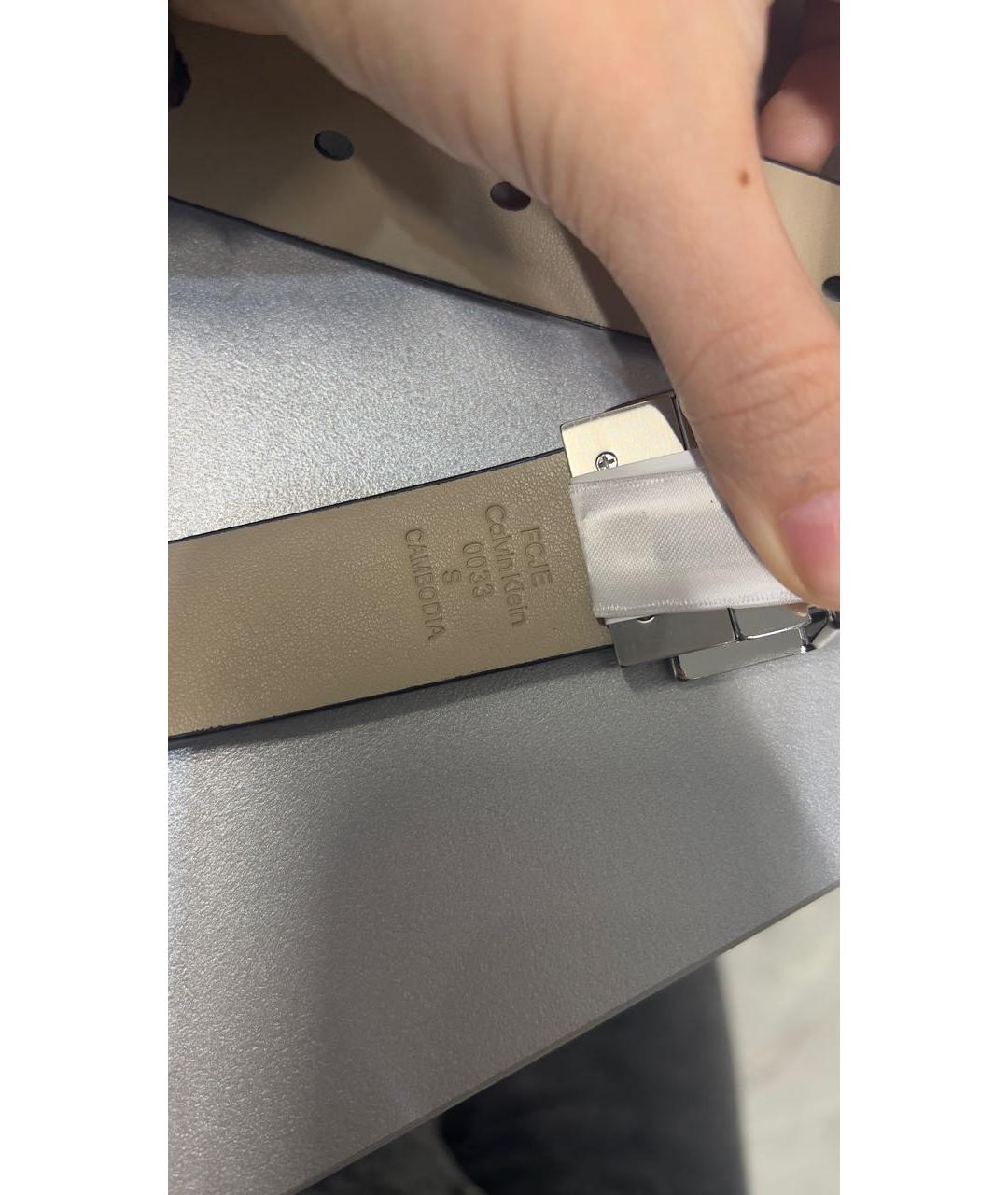 CALVIN KLEIN Черный кожаный ремень, фото 3