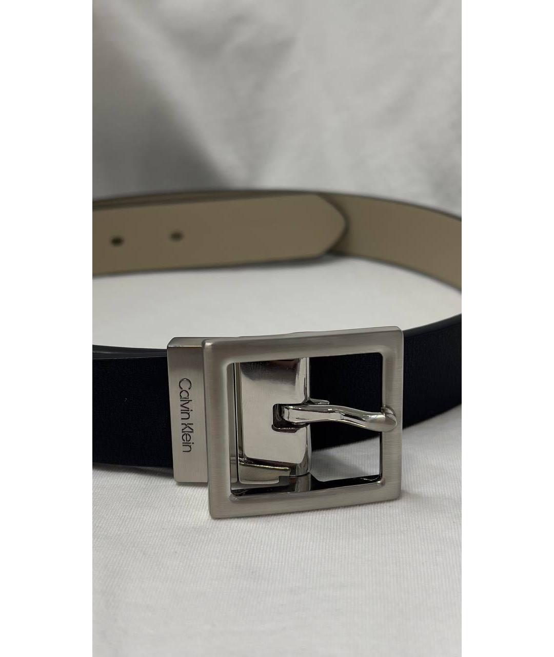 CALVIN KLEIN Черный кожаный ремень, фото 4